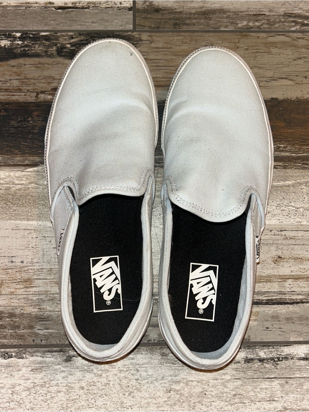 Vans Men's Slip-On Canvas Loafers in Light Gray